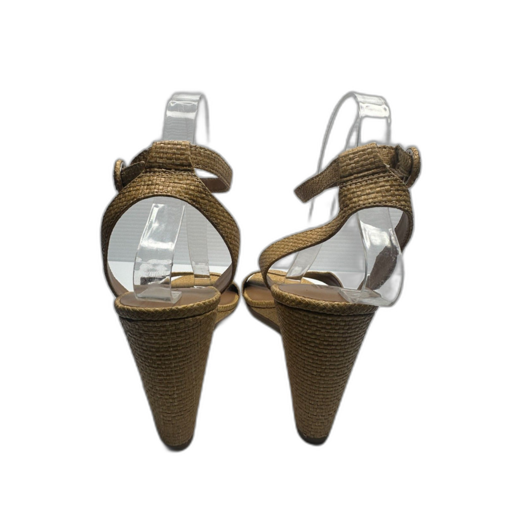 Nordstrom Rack Wedge Sandal 10 Ankle Strap Minimalist Tan Nude Beige Carrie - Picture 5 of 10